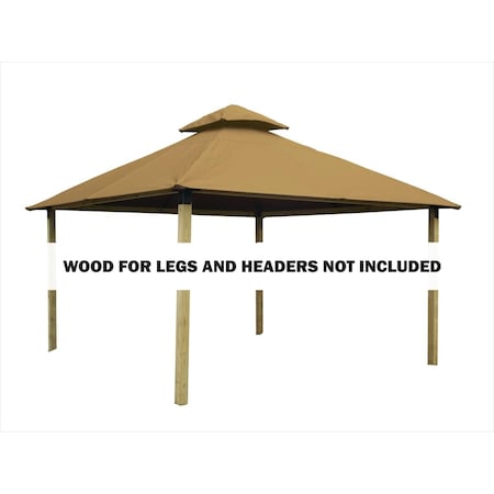 Acacia 12 sq. ft. Gazebo Roof Framing & Mounting Kit with Khaki Sundura Canopy AGK12-SD KHAKI